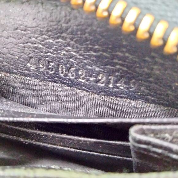 Authentic Gucci Continental Black Leather Gold Filigree Bee Star Zippy Wallet - Picture 8 of 9